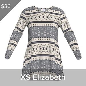 LuLaRoe Gray Patterned Women's Elizabeth tunic.